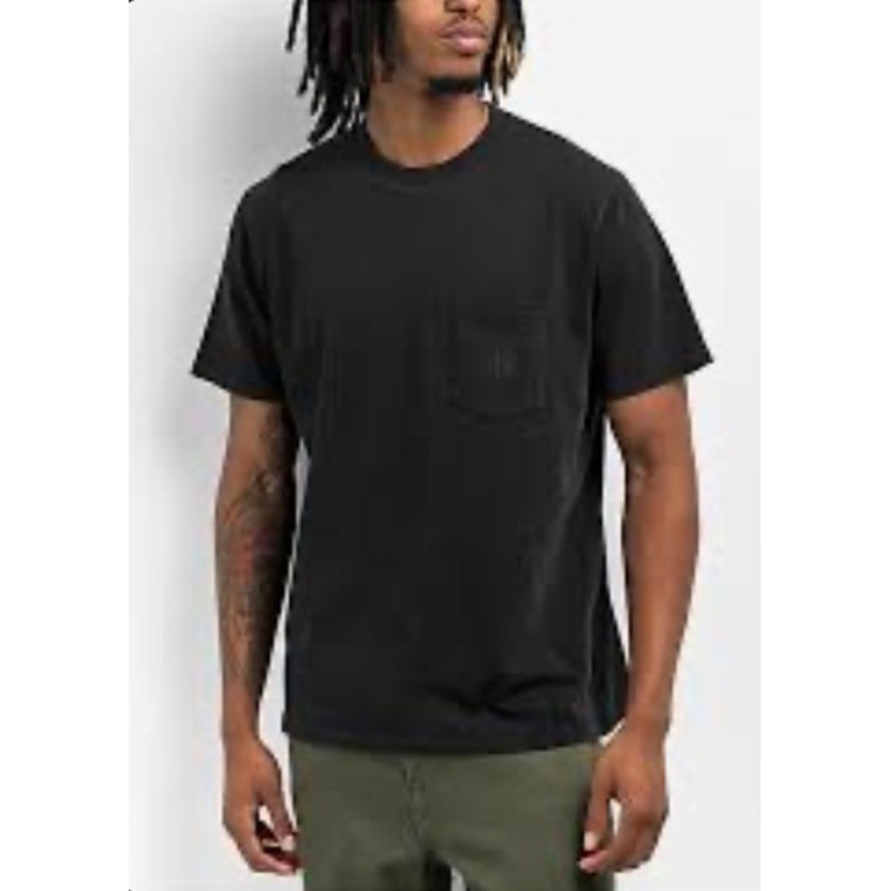 Ninth Hall Fundamentals Mens Black Drop Hem Pocket Tee Shirt Large Short Sleeve